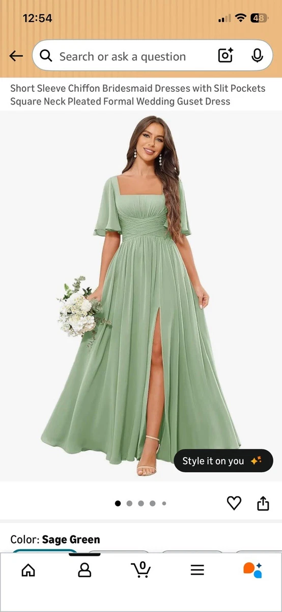Short Sleeve Green Bridesmaid Dresses for sale | eBay