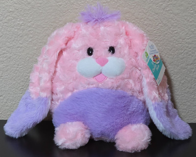 Way to Celebrate! 10'' Easter Chubby Cheeks Plush Stuffed Animal Pink Bunny NEW