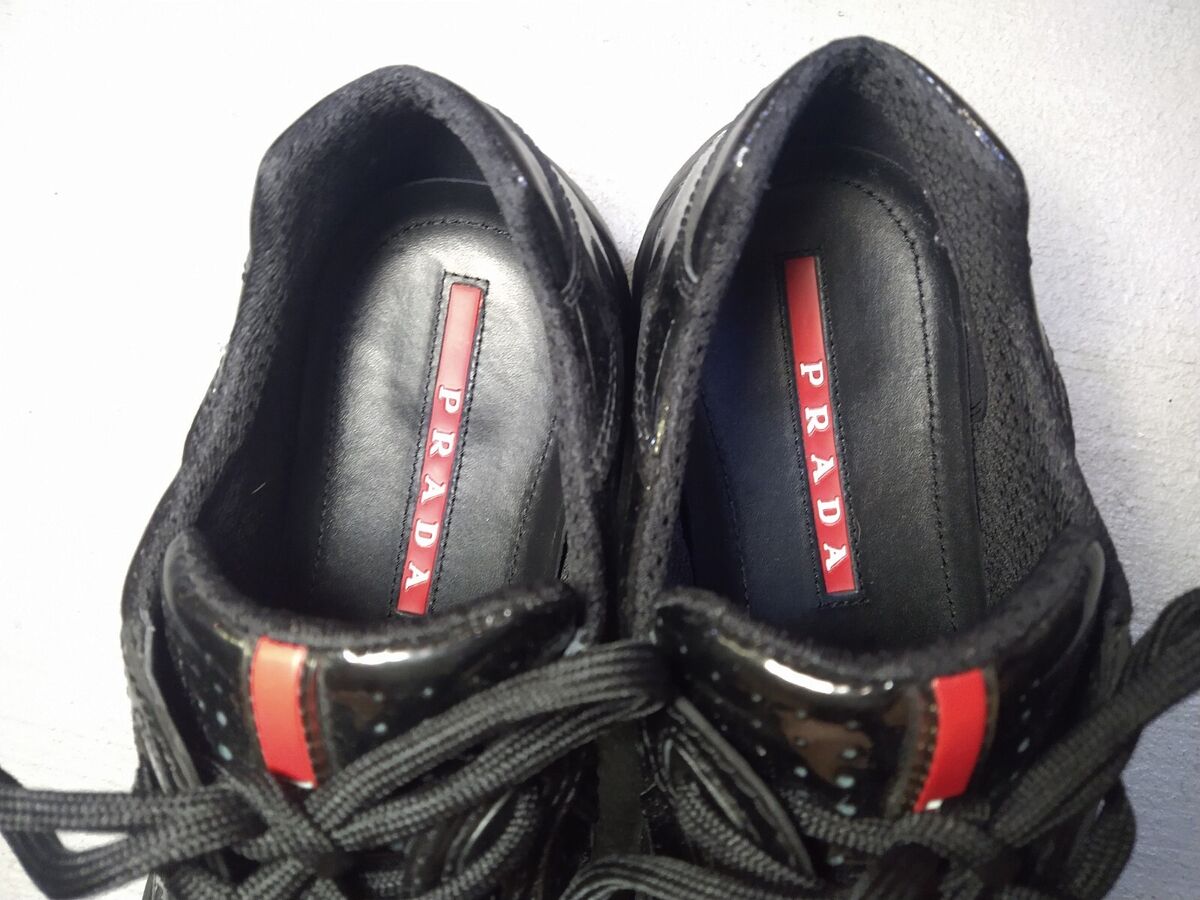 Prada America's Cup Sneakers Men 7.5 Black Patent Leather Prada America's Cup Sneakers Men 7.5 Black Patent Leather