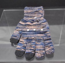 New Varigated Blue Tan Black 3 Finger Texting Gloves Rhinestone Trim B30