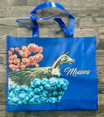 2025 Mardi Gras Krewe of Muses Blue Pegasus Large Grocery Tote Bag, 18 x 5 x 14