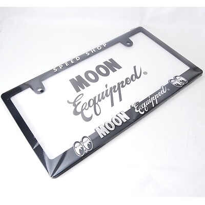 Raised MOON Equipped Logo Chrome License Plate Frame for JPN