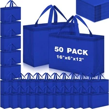 50 Pieces Reusable Tote Bags Bulk Non Woven Grocery Tote with Handles Reusabl...