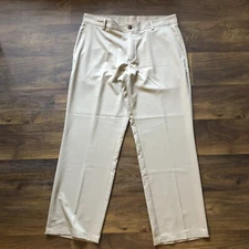 Men's Adidas Climalite Beige Flat Front Golf Pants Size 36x32