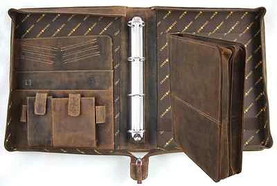 GreenBurry Schreibmappe Rind-Leder RingBuch-Mappe Aktenmappe Konferenzmappe 1720