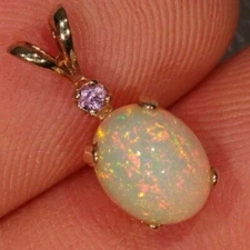 3Ct Oval Cut Fire Opal Diamond Solitaire Pendant 14K Yellow Gold Over Free Chain