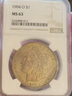 1904-O US Morgan Silver Dollar $1 - NGC MS63 *TONED*