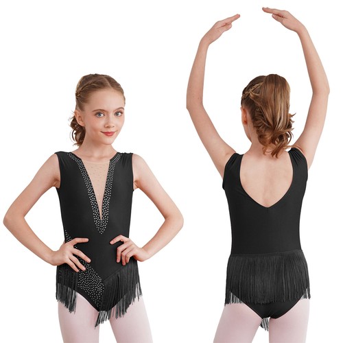 Girls Bodysuit Performance Costume Latin Leotards 6-16 Years Leotard Dancing - Picture 24 of 70