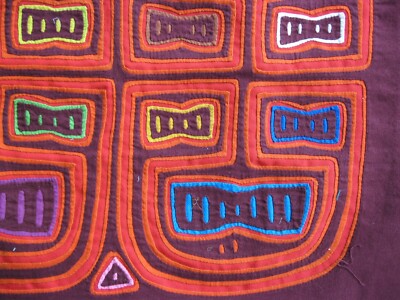 Kuna Native Hand-Stitch Panama Mola E923L Upside Down Masks II | eBay