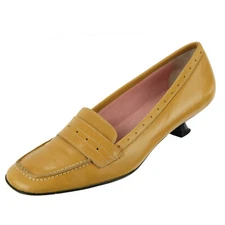 COLE HAAN City Low Heel Pumps Size B Tan Leather Kitten Heels ITALY EXCELLENT