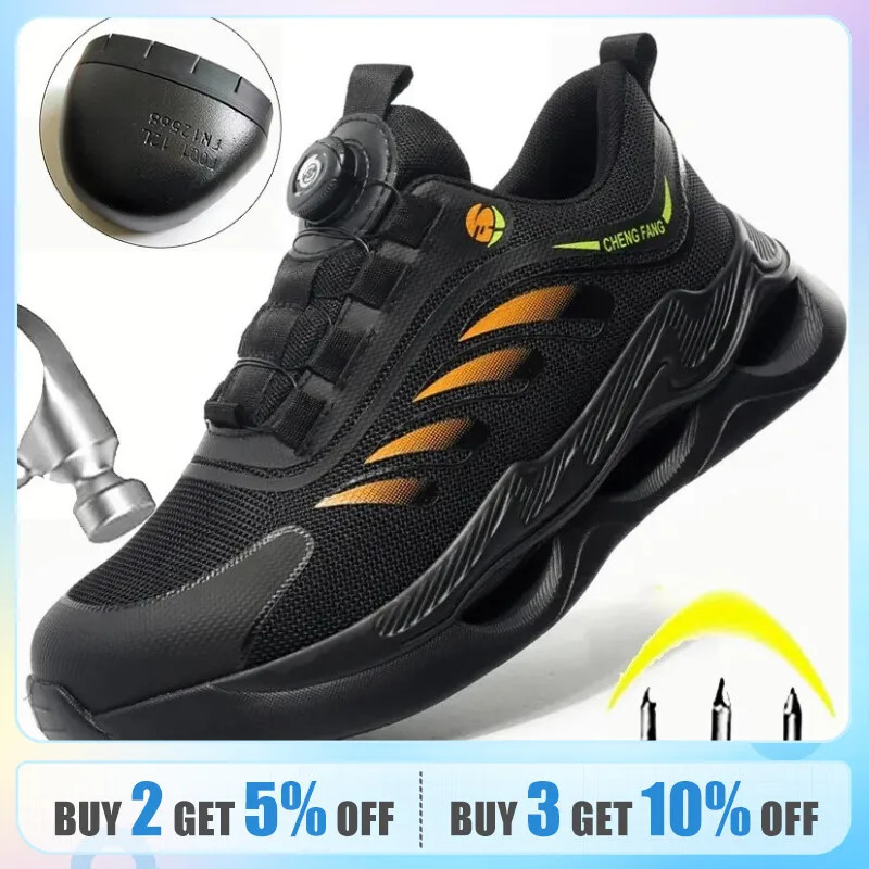 NUEVAS Botas de Seguridad con Hebilla Giratoria para Hombres Tenis de Trabajo Mujeres Botas Transpirables St