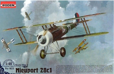 Nieuport 28C1 French Fighter - model airplane kit 169 mm scale 1/48 Roden 403