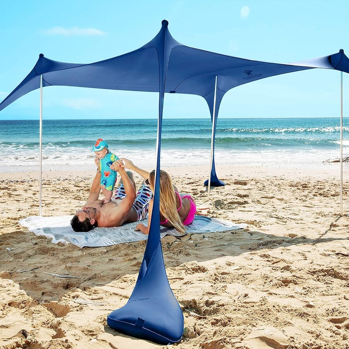 SUN NINJA Pop up Beach Tent Sun Shelter UPF50+ with Sand Shovel