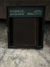 Men  s Genuine Leather Tri Fold Wallet Brown New In Box