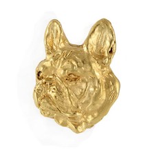 Franz&ouml;sische Bulldogge II - Vergoldete Brosche, eleganter Hundeschmuck, einzigar