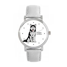 Toff London TLWS-29800 Ladies Black And White Husky Dog Watch