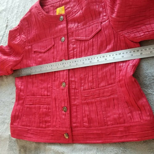 RUBY RD. Petite Womens 12P Crinkle Blazer Jacket Shimmer Red Casual Lightweight - Picture 4 of 7