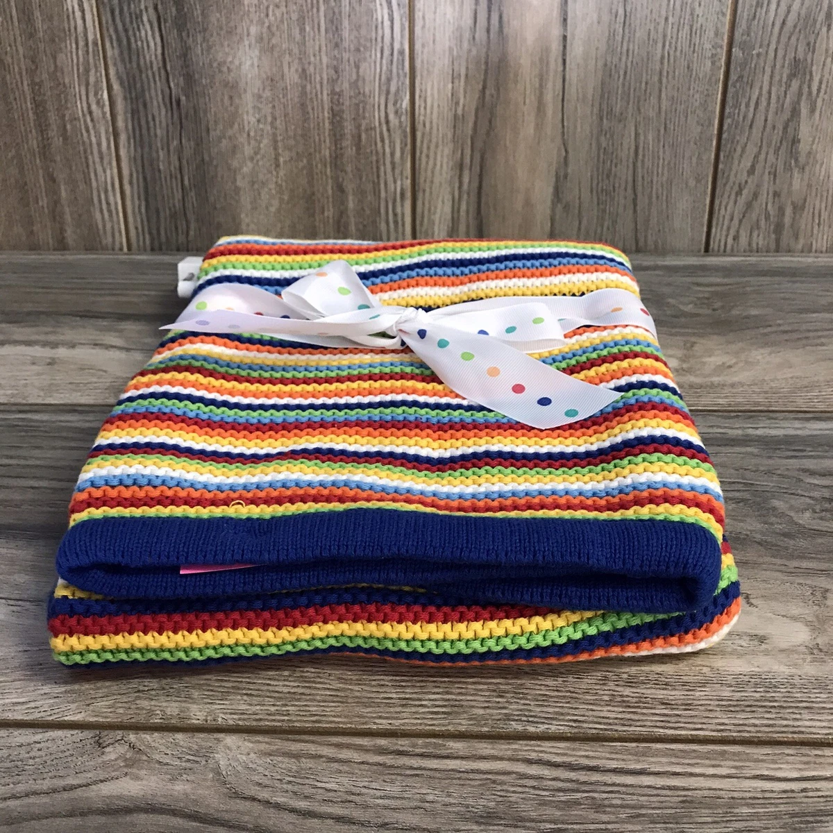 Silver Cloud 100% Cotton Sweater Knit Colorful Rainbow Stripe Baby