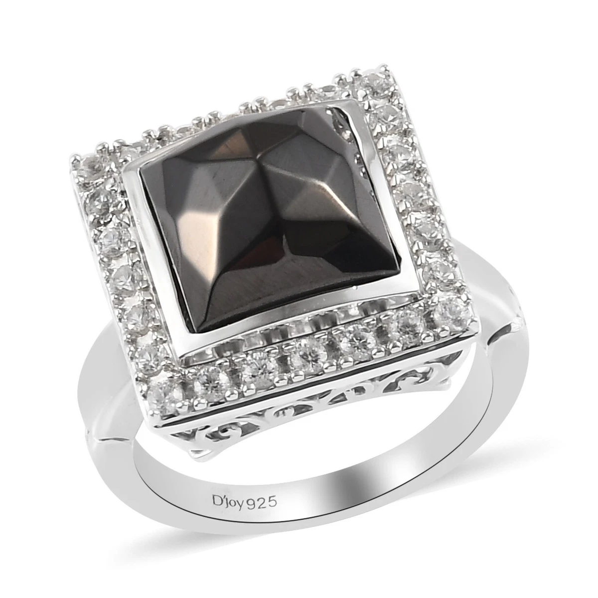 Elite Shungite Zircon Men s Ring in Platinum Over SS 3.80ctw Size 13