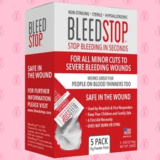 BleedStop™ First Aid Powder for Blood Clotting, Trauma Kit - 5 PK (15g) Pouches