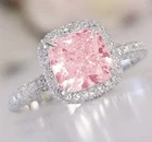5.00 Ct Certified Cushion Shape Natural Pink Diamond Ring VVS1 White Gold Finish