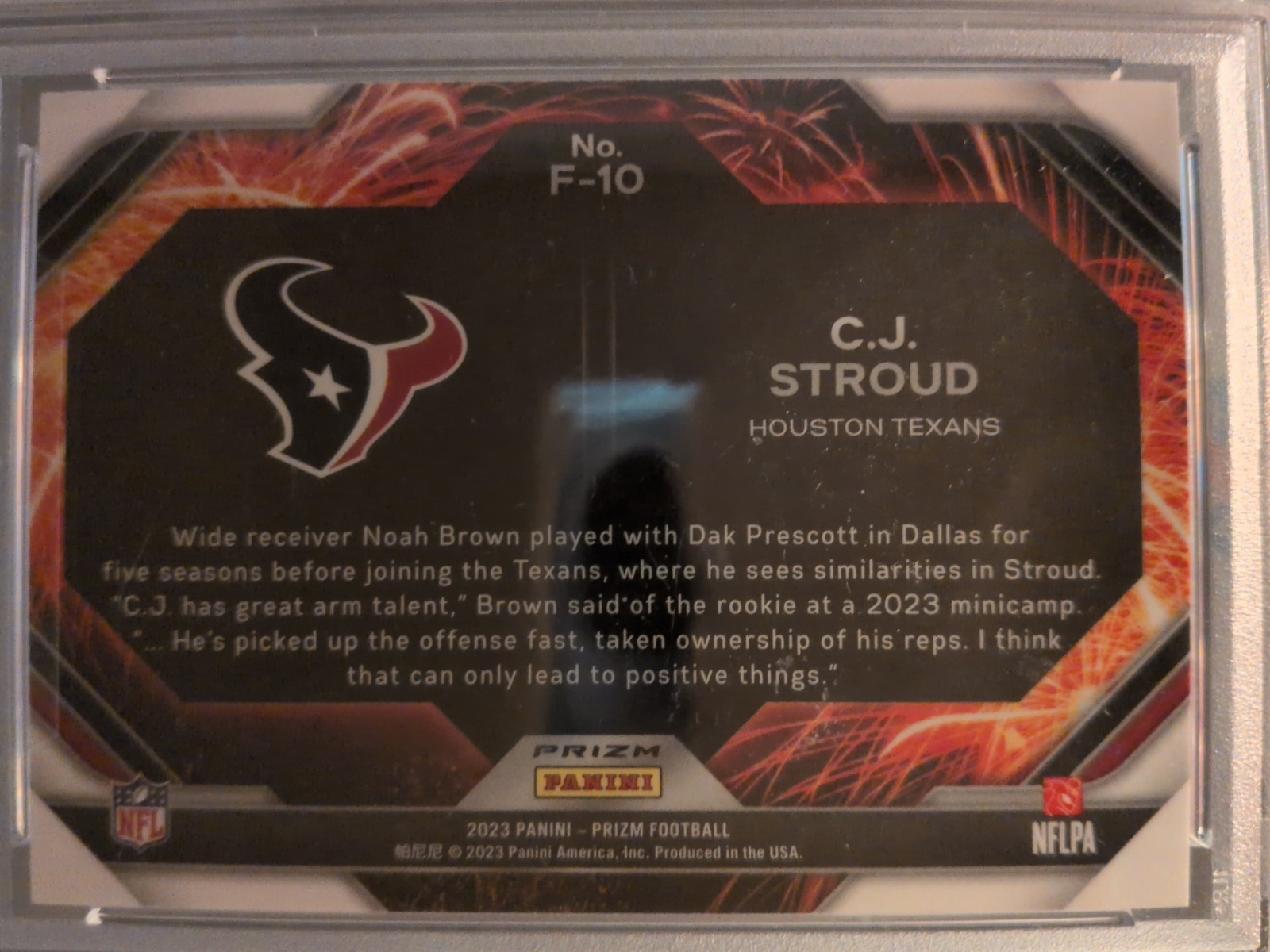 2023 Panini Prizm CJ Stroud Fireworks Green #F10 PSA 10 view 3