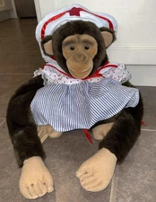 1994 Hosung Chimp Puppet Brown 16 inch Squeaker Mouth Girl Puppet Monkey