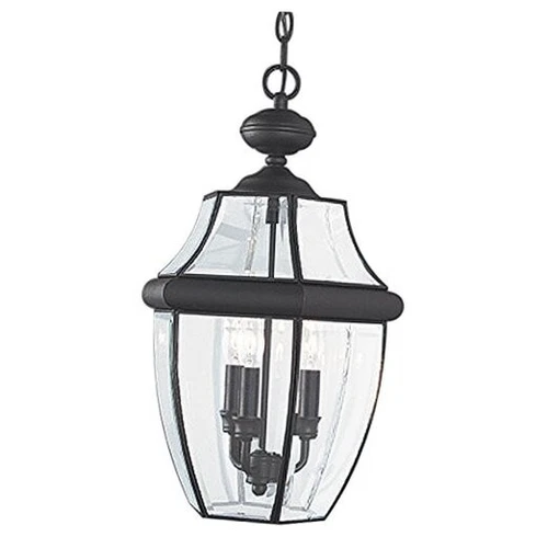  6039-12 Lancaster Outdoor Pendant Lantern Outside Fixture Three - Light Black - Picture 1 of 3