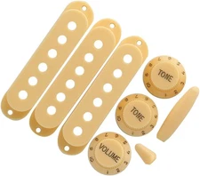 Cream Plastic 50/50/52Mm Single Coil Pickup Cover 2T1V Tone Volume Control Knobs