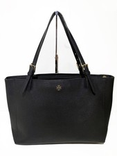 Tory Burch Black Saffiano Leather Tote Bag with Adjustable Strap