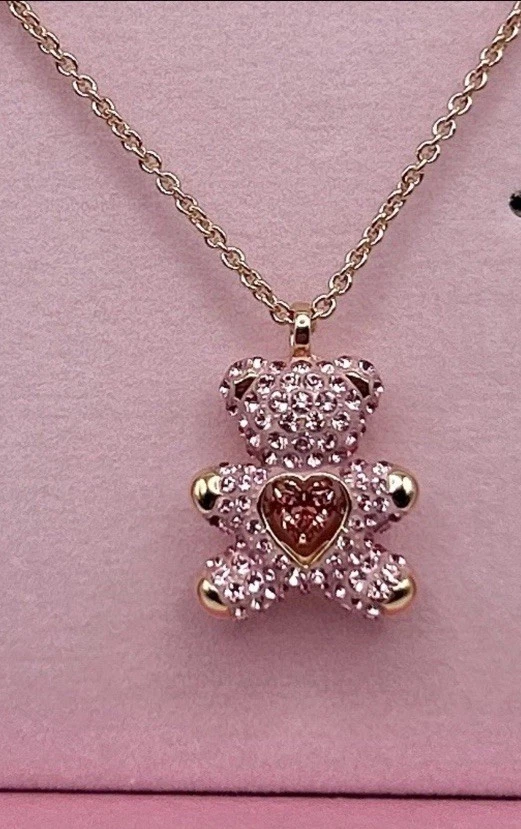 Collar colgante de peluche rosa enchapado en tono oro rosa Swarovski Foto 2 de 4