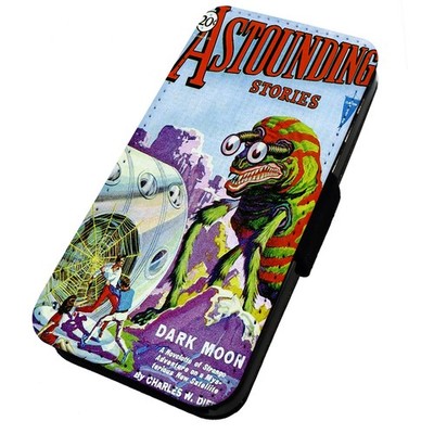 Bedruckte Flip Handyhülle iPhone, Samsung & Huawei Sci Fi Comic Dark Moon