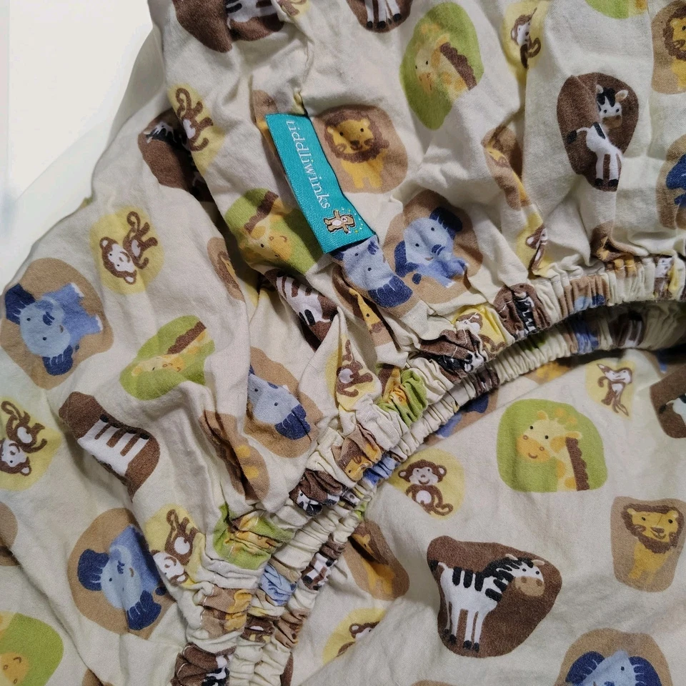 Tiddliwinks Safari Friends Fitted Crib Sheets 2pk Cotton Zoo Animals Zebra Lions - Image 3 of 4