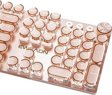 Typewriter Style Mechanical Gaming Keyboard White LED Backlit 104-Key Rose Gold