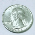 1951 Washington Quarter 25C 90% Silver Circulated Coin #6096