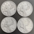 [Lot of 4] Canada Silver Quarters (1920–1967) - 80% Silver (0.15 troy oz each)