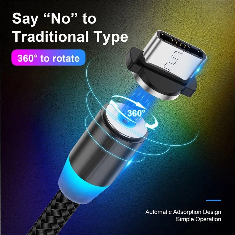 3 in 1 Magnetic USB Cable 3A FAST Charging Charger Sync Phone USB-C Micro + iOS - Image 3 of 4