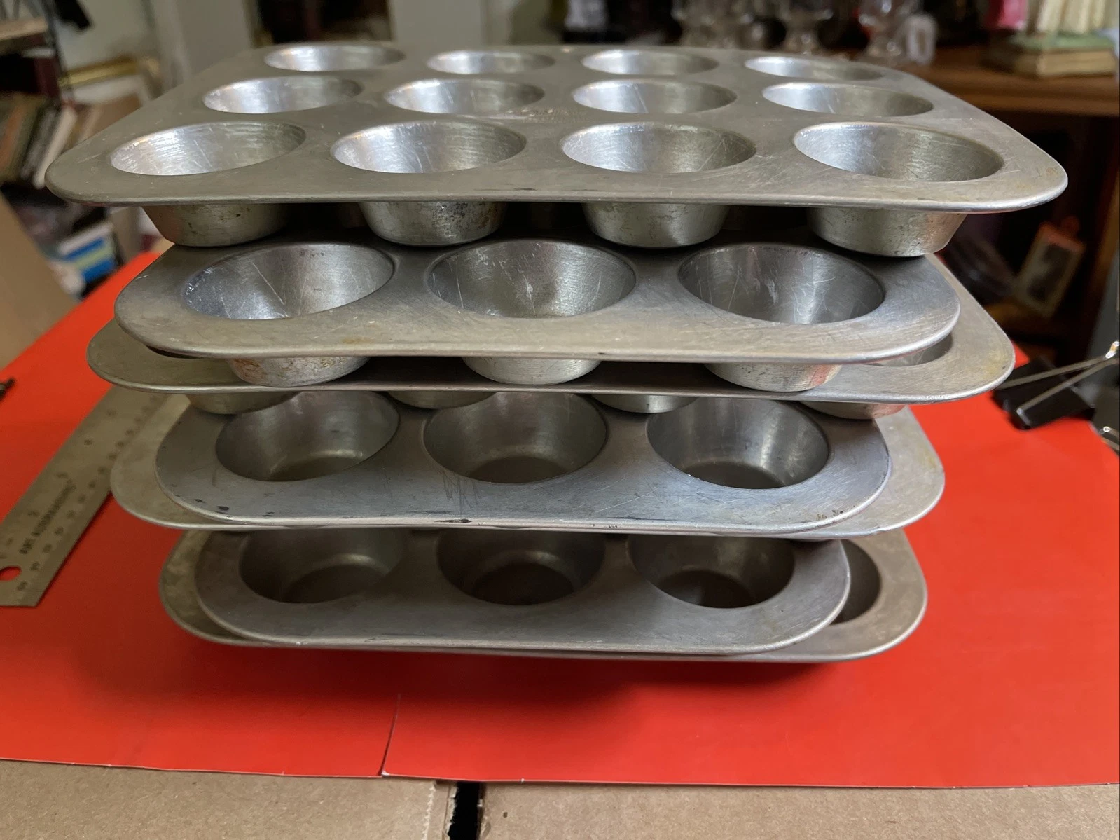 Vintage COMET 12 Cup Aluminum Mini Muffin Baking Trays Made in USA set of 7