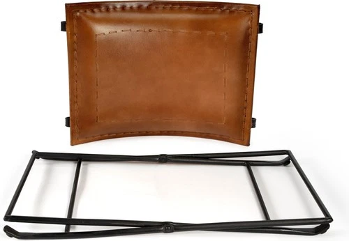 Melton Stool in Brown Leather and Iron by Butler - Picture 4 of 9