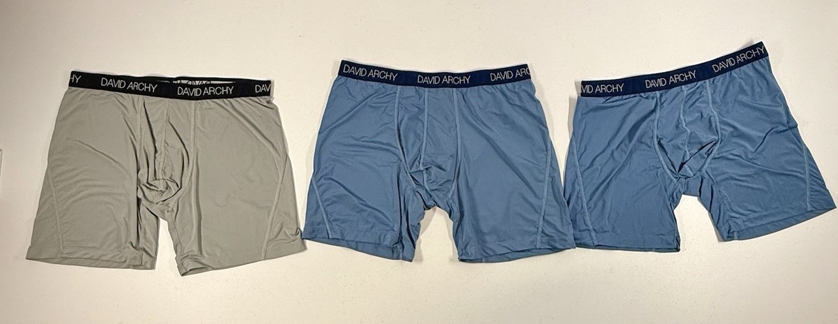 Pair David Archy Men Boxer Briefs Underwear No Wicking Gray Size Large L  13”