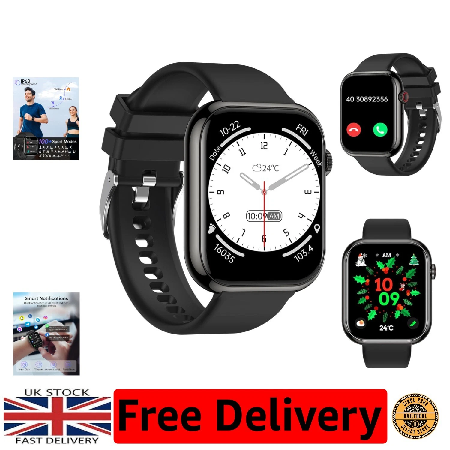 Waterproof 1.85" Smart Watch with 113+ Sports Modes - For Health-Conscious Men