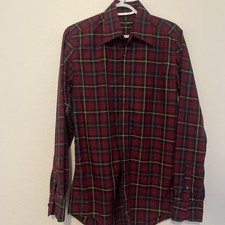 Dolce & Gabbana Men's Burgundy check Button-Up Dress Shirt 15.5/39 authentic