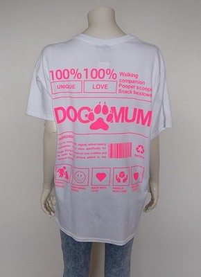 ITALY OVERSIZED STATEMENT SHIRT DOG MUM WEISS NEON PINK  38 40 42 44 NEW