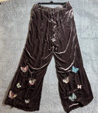 Johnny Was Brown Luciana Velvet Wide Leg Butterfly Pant Size XL MSRP 365 NEW