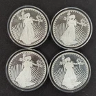 Lot of 4 - 1 Troy oz SilverTown Design .999 Fine Silver Round