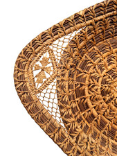 VTG Pine Needle Basket Hand Woven Master Weaver Intricate Finely Made 13" x 8.5"