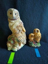 Lot de 2 figurines de chouettes vintage en résine peinte
