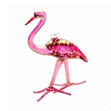 Pink Flamingo Egyptian Glass Christmas Tree Ornament Made in Egypt New 4 Inch