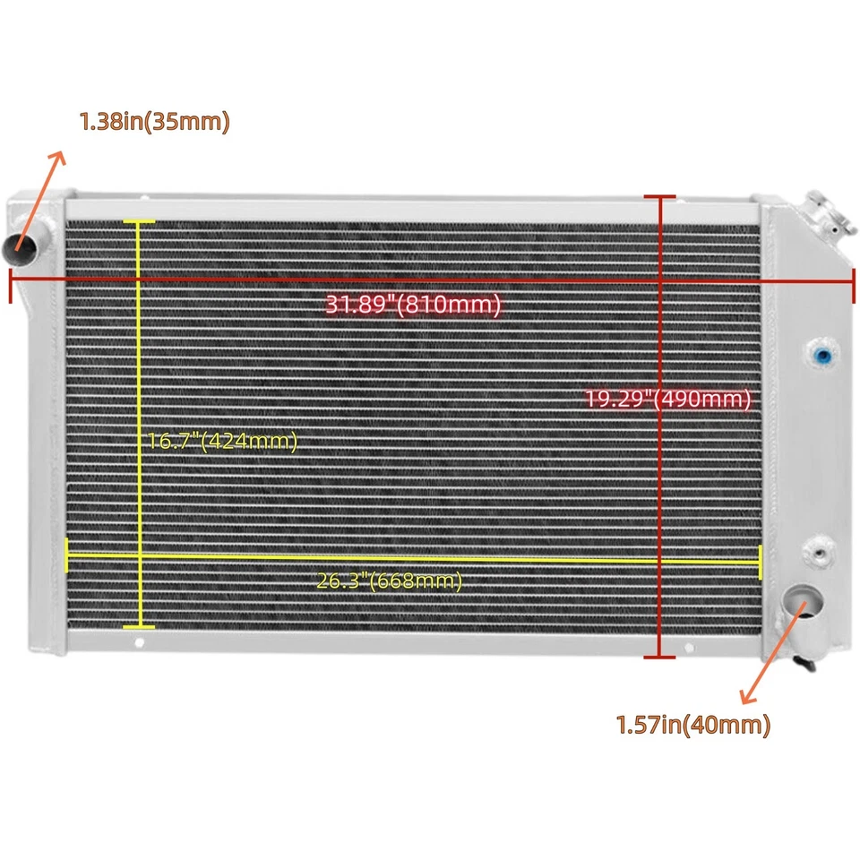 3 Row Aluminum Radiator Fits 1977-1982 Chevrolet Corvette Base Coupe 5.7 5.0L V8 - Image 2 of 4