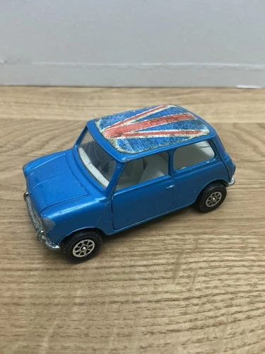 Vintage Corgi British Leyland Mini 1000 Blue + Union Jack Roof